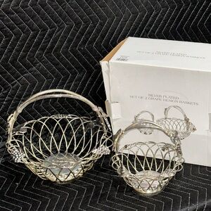 Godinger Silver Plated Wire Baskets with Grape Motif